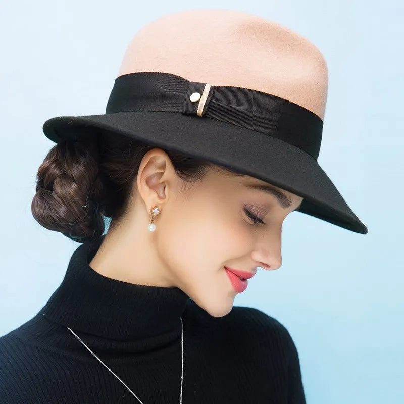 EE 5029 autumn and winter new woolen hat women's winter woolen top hat plus hard English jazz hat