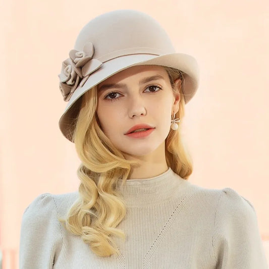 EE 5032 Autumn and Winter New Wool Hat Fashion Versatile Winter Elegant British Retro Hat Children