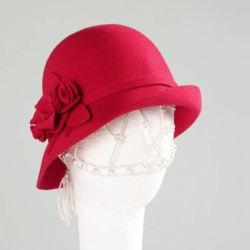 EE 5032 Autumn and Winter New Wool Hat Fashion Versatile Winter Elegant British Retro Hat Children