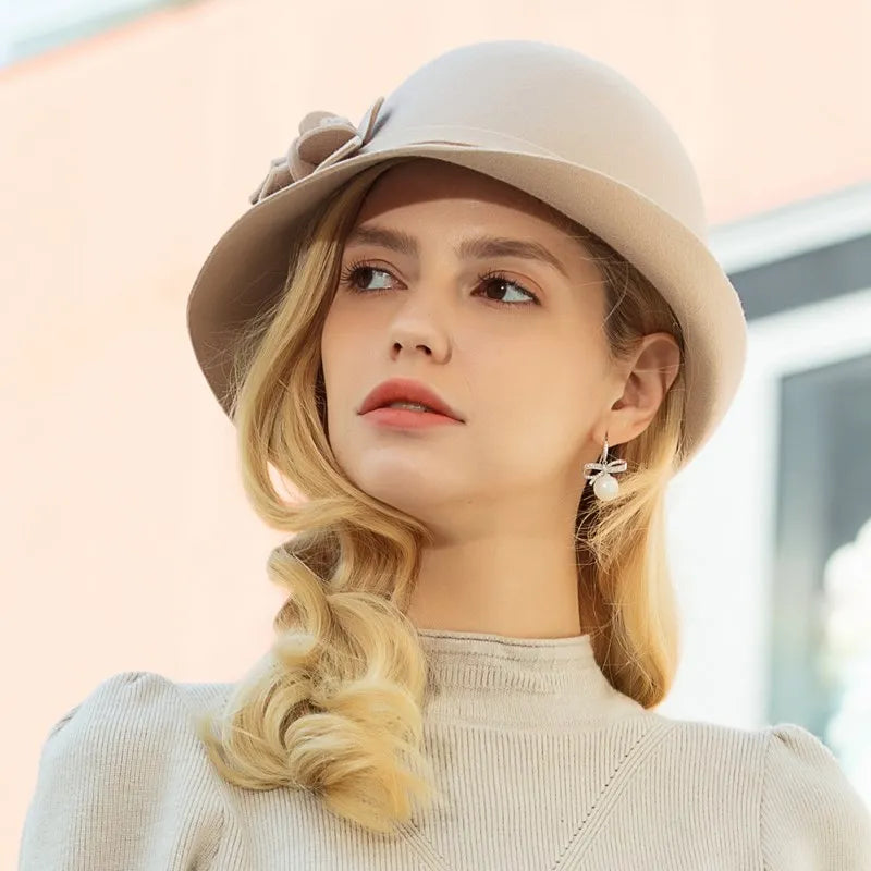 EE 5032 Autumn and Winter New Wool Hat Fashion Versatile Winter Elegant British Retro Hat Children