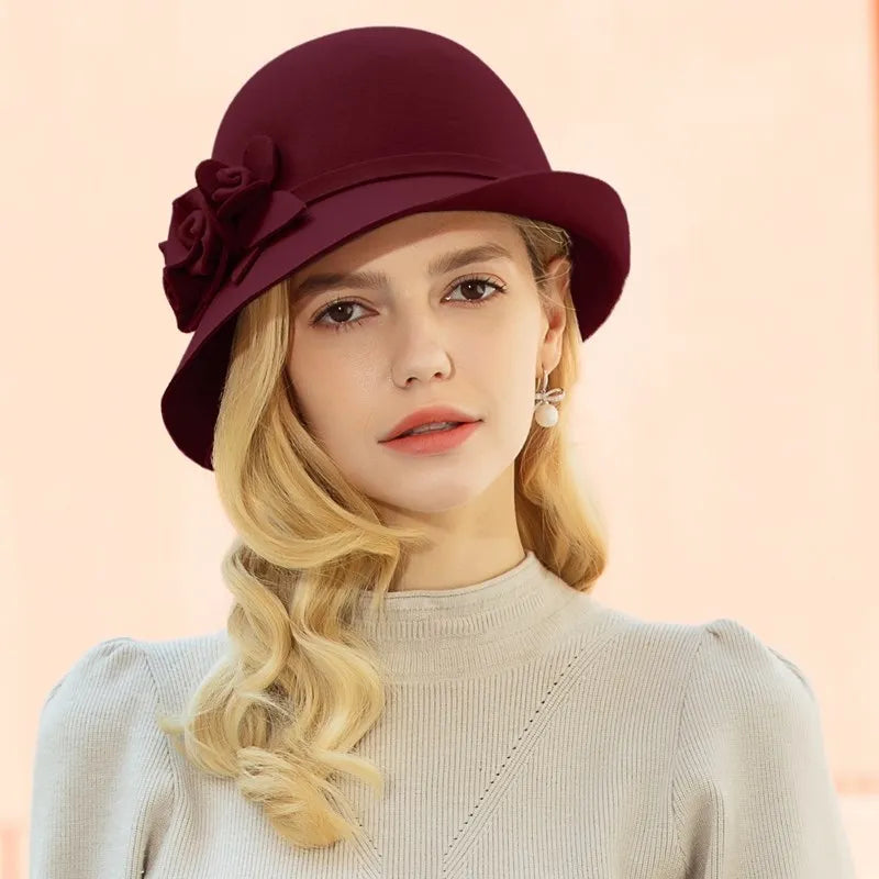 EE 5032 Autumn and Winter New Wool Hat Fashion Versatile Winter Elegant British Retro Hat Children
