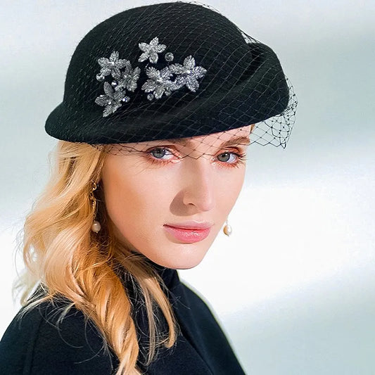 EE 5035 the new winter wool beret 2020 ms qiu dong han edition tide veil web celebrity hat