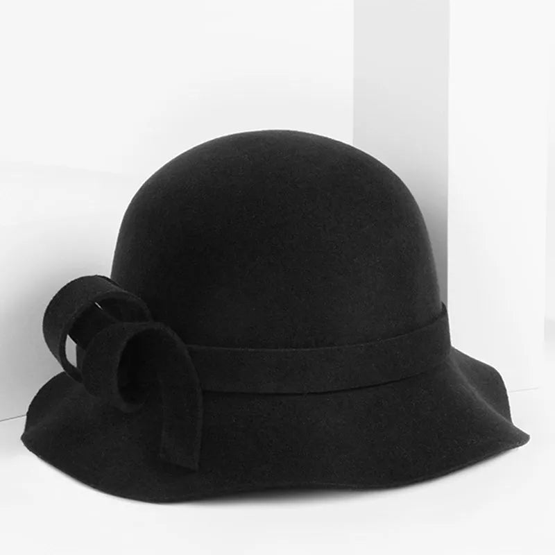 EE 5036 Autumn and winter hat women all Korean version of fashionable ladies shopping woolen hat winter British woolen top hat