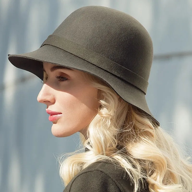 EE 5036 Autumn and winter hat women all Korean version of fashionable ladies shopping woolen hat winter British woolen top hat