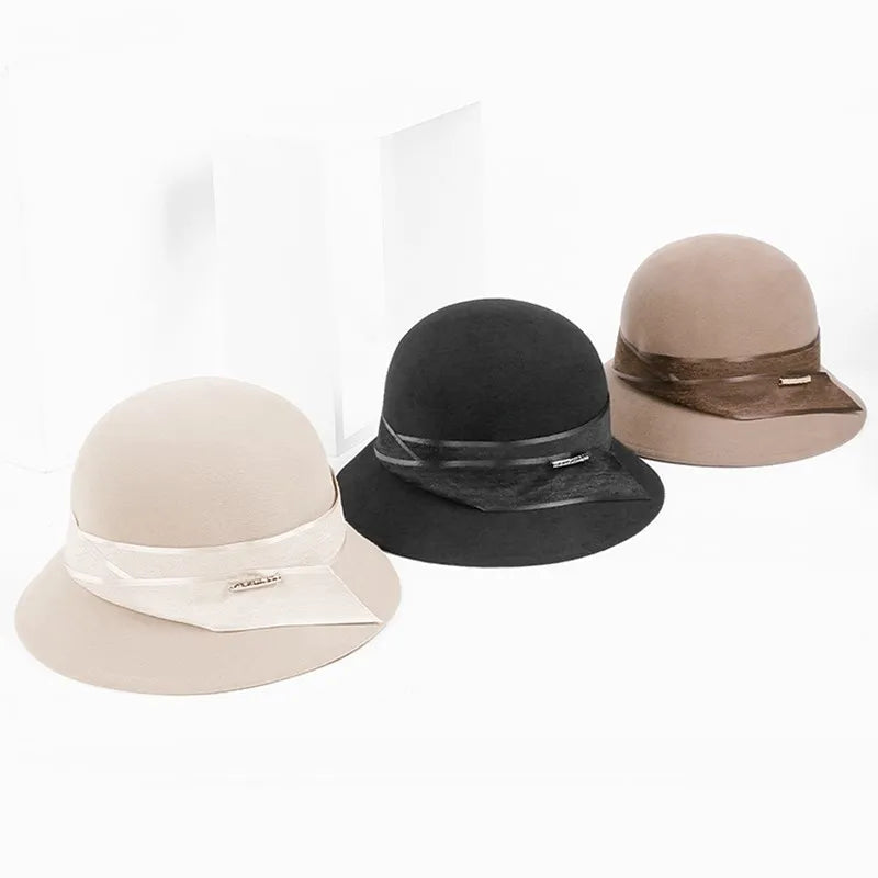EE 5040 Wool Fisherman Hat Autumn New Round Top Wool Hat Shopping Travel Simple Versatile Hat Children