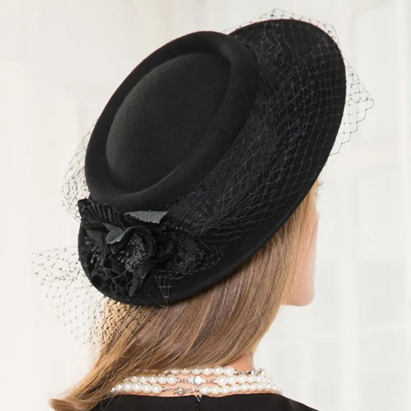 EE 5069 winter new European wool small top hat autumn and winter travel shopping lady black hat woman
