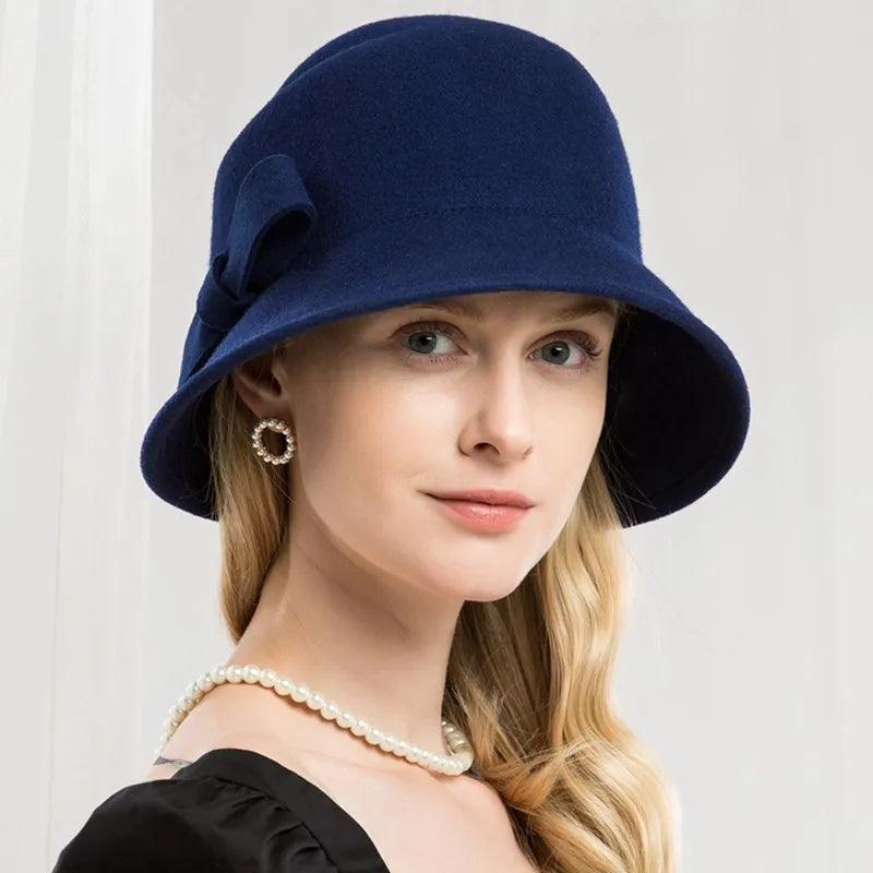EE 5078 hat women's autumn new spring and autumn woolen hat British vintage elegant winter adult top hat