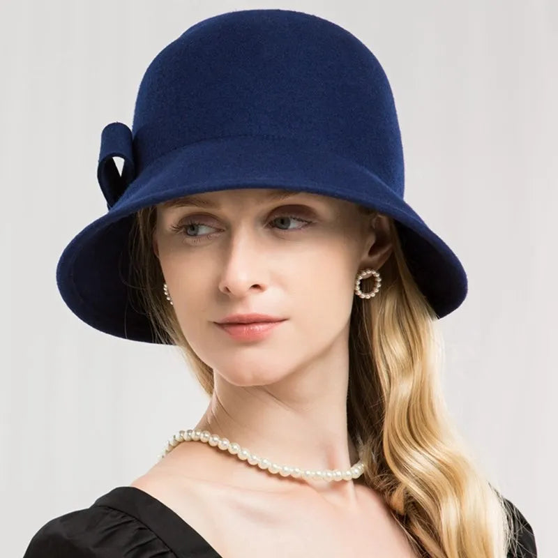 EE 5078 hat women's autumn new spring and autumn woolen hat British vintage elegant winter adult top hat