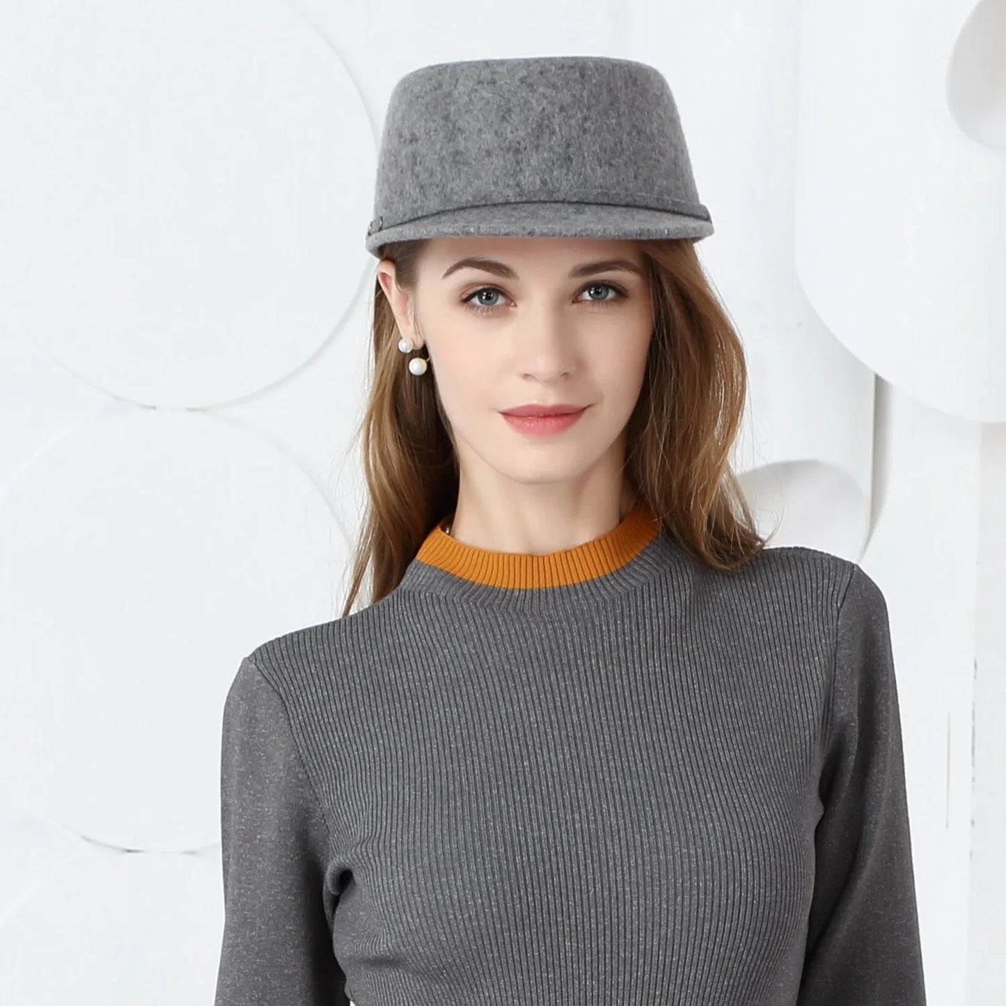 EE 5084 autumn and winter new woolen baseball cap girl's hat female Korean version of all fashion winter style felt ha