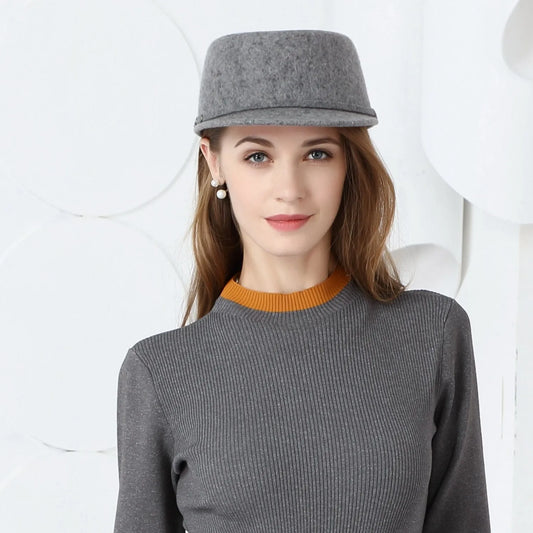 EE 5084 autumn and winter new woolen baseball cap girl's hat female Korean version of all fashion winter style felt ha