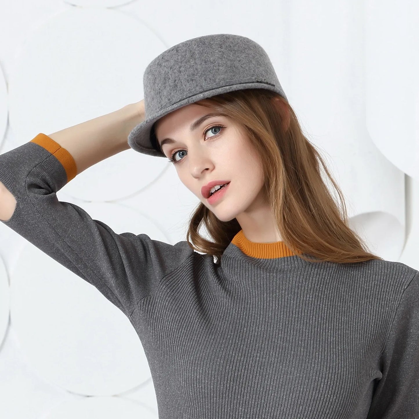 EE 5084 autumn and winter new woolen baseball cap girl's hat female Korean version of all fashion winter style felt ha
