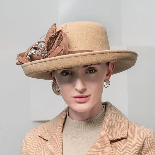 EE 5089  Autumn and Winter New Versatile Shopping Wool Hat Women's Winter Hat British Retro Wool Hat Women