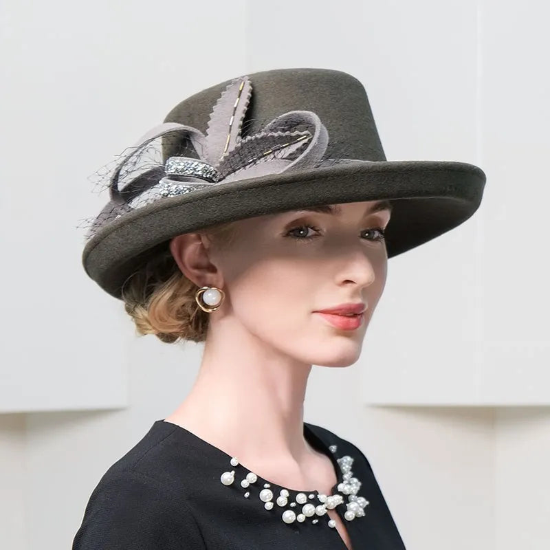 EE 5089  Autumn and Winter New Versatile Shopping Wool Hat Women's Winter Hat British Retro Wool Hat Women