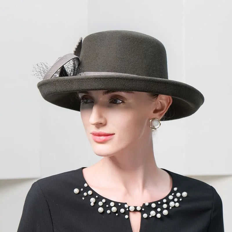 EE 5089  Autumn and Winter New Versatile Shopping Wool Hat Women's Winter Hat British Retro Wool Hat Women