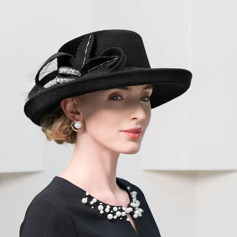 EE 5089  Autumn and Winter New Versatile Shopping Wool Hat Women's Winter Hat British Retro Wool Hat Women