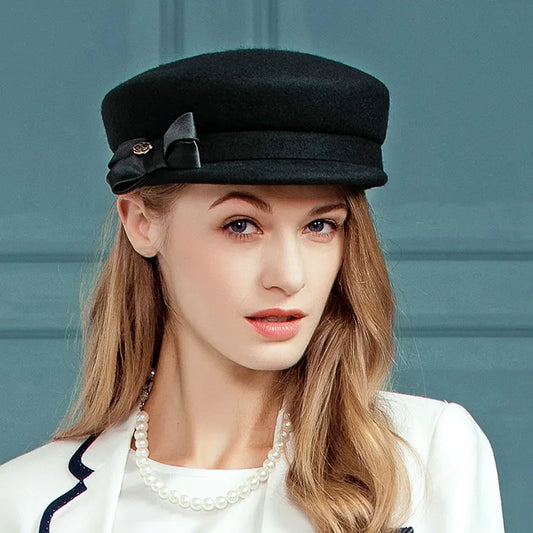 EE 5097 autumn and winter new all-match woolen hat Europe and the United States casual cap shopping black fashionable hat woman