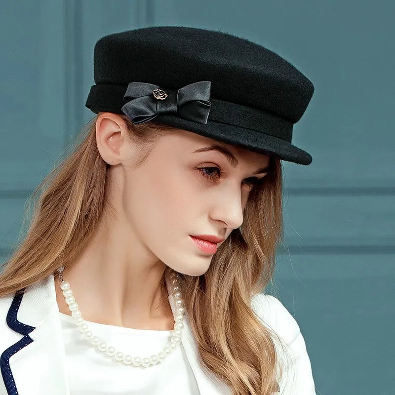 EE 5097 autumn and winter new all-match woolen hat Europe and the United States casual cap shopping black fashionable hat woman
