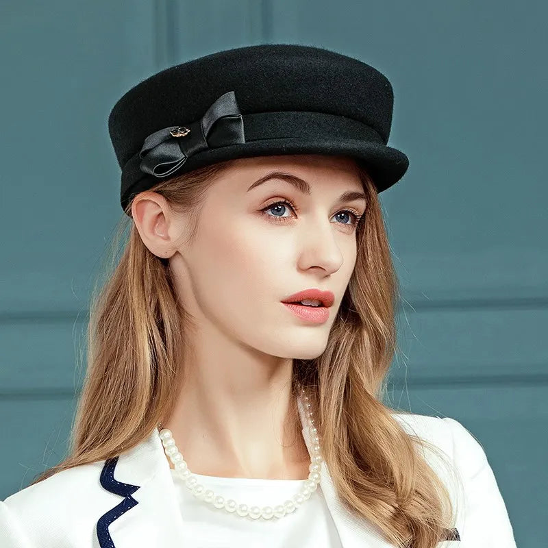 EE 5097 autumn and winter new all-match woolen hat Europe and the United States casual cap shopping black fashionable hat woman