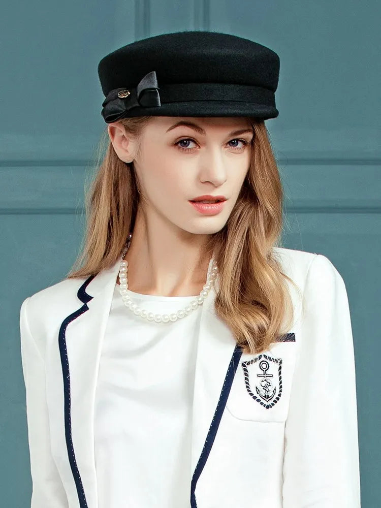 EE 5097 autumn and winter new all-match woolen hat Europe and the United States casual cap shopping black fashionable hat woman