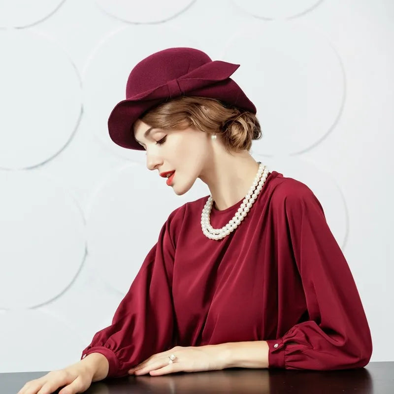 EE 5098 Autumn and winter new design of British women's wool top hat autumn and winter hats for women's fashion Korean felt hat