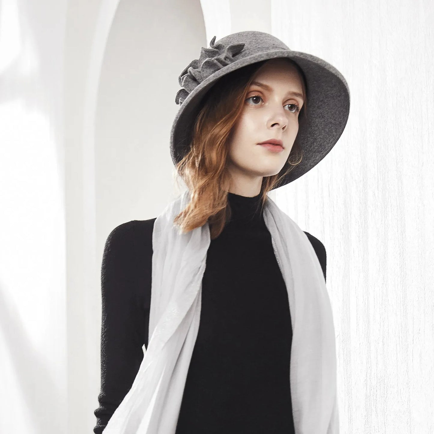 EE 5099  [Wool] Autumn new domed flower woolen hat travel all matching hat female 