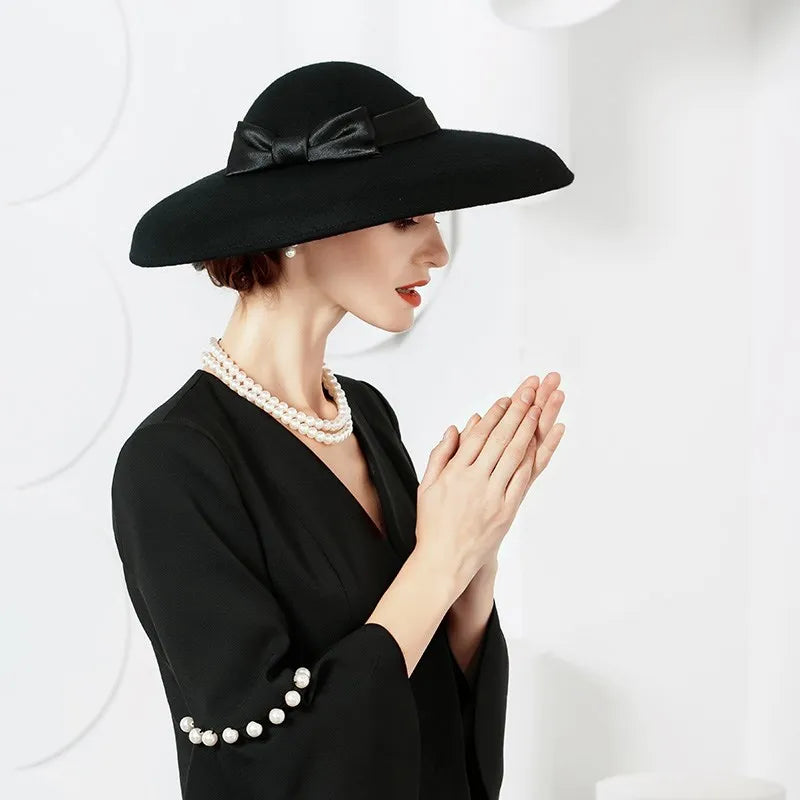 EE 5101 autumn and winter new British woolen top hat winter vintage large eaves street hipster Korean version hat woman