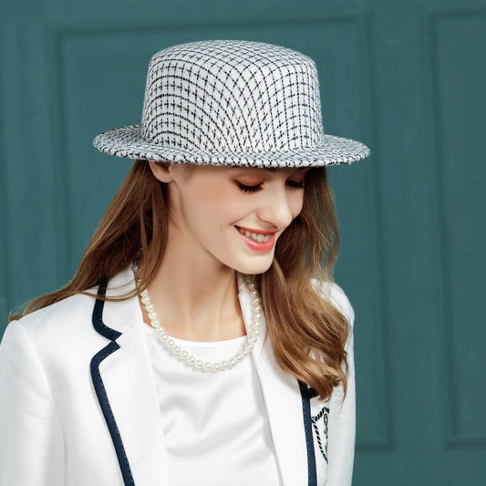 EE 5110 autumn and winter new British top hat casual simple wide brim hat winter warm hat woman