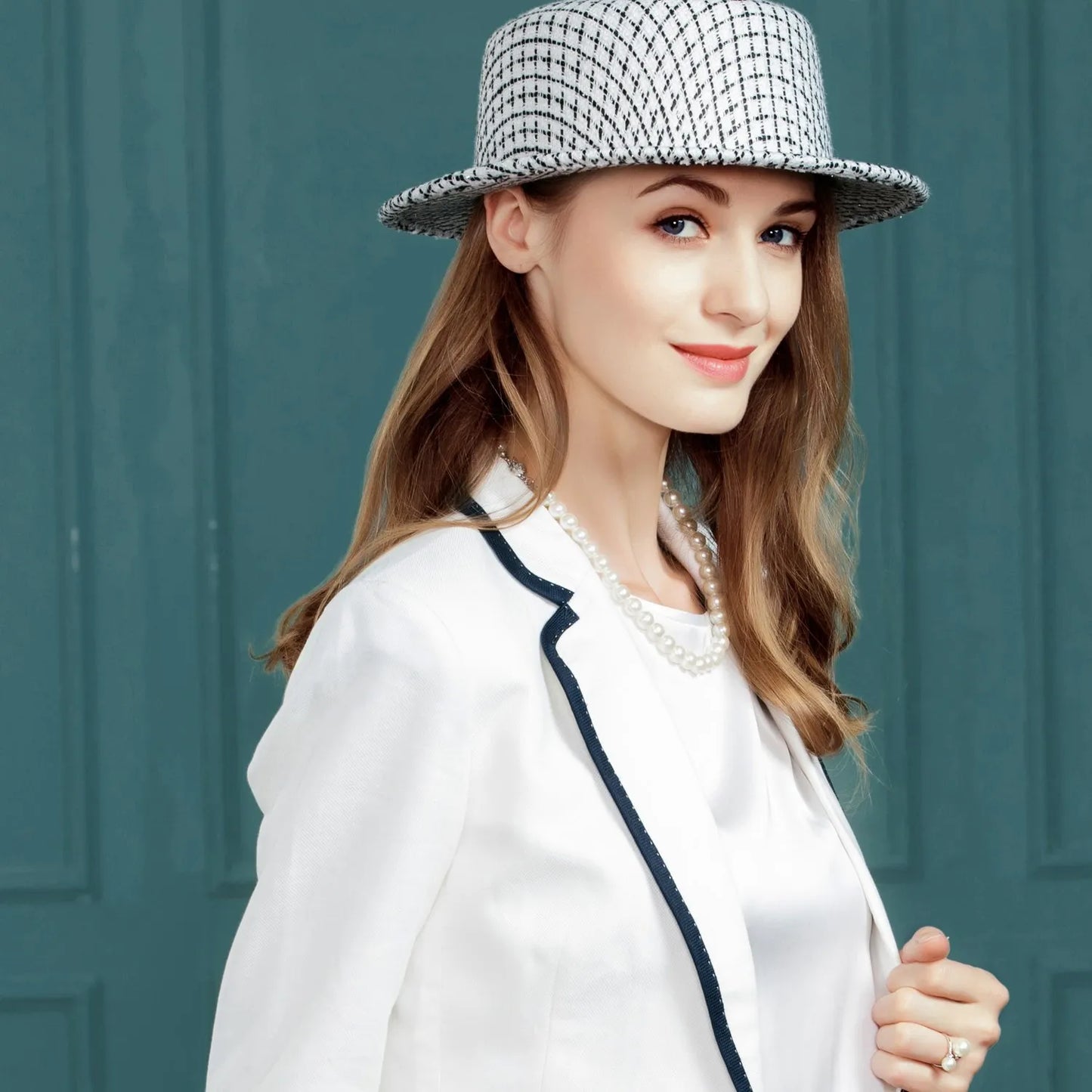 EE 5110 autumn and winter new British top hat casual simple wide brim hat winter warm hat woman