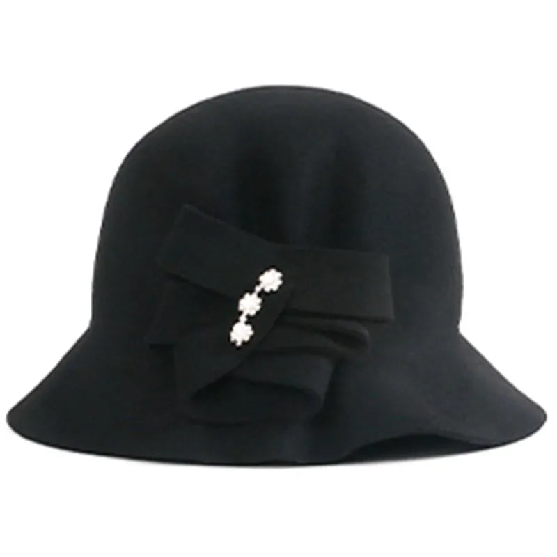 EE 5123  Autumn and Winter New Product British Wool Top Hat Elegant and Versatile Winter Celebrity Hat Girl
