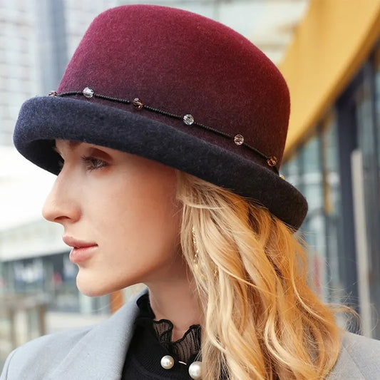EE 5129 Autumn and Winter New Versatile Woolen Hat Warm Wool Top Hat Curled Hat Children