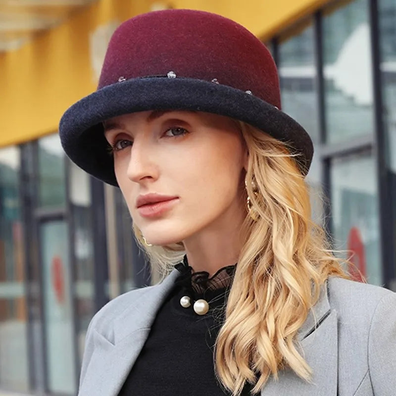 EE 5129 Autumn and Winter New Versatile Woolen Hat Warm Wool Top Hat Curled Hat Children