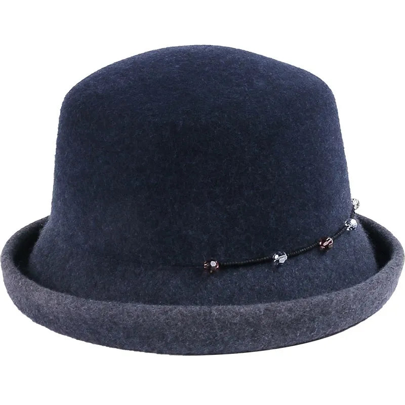 EE 5129 Autumn and Winter New Versatile Woolen Hat Warm Wool Top Hat Curled Hat Children