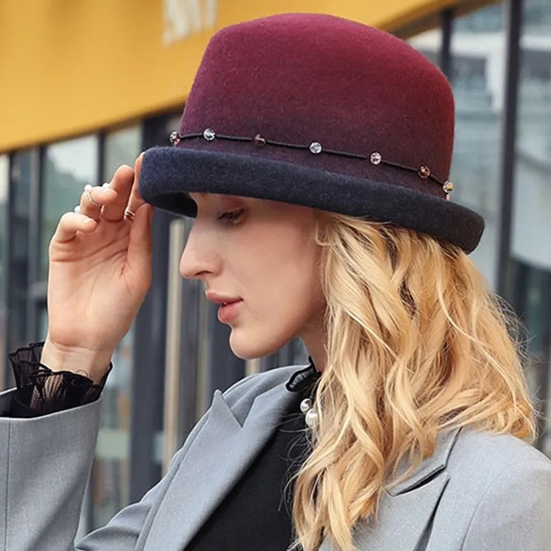 EE 5129 Autumn and Winter New Versatile Woolen Hat Warm Wool Top Hat Curled Hat Children