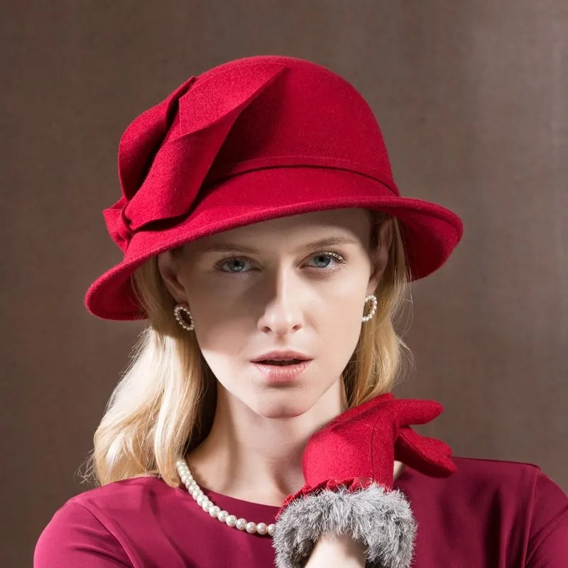 EE 5132 women's winter hat new wool adult top hat woman British elegant socialite hat woman