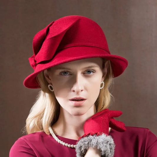 EE 5132 women's winter hat new wool adult top hat woman British elegant socialite hat woman