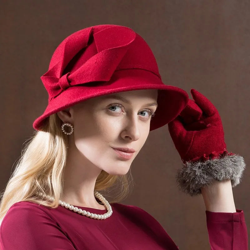 EE 5132 women's winter hat new wool adult top hat woman British elegant socialite hat woman