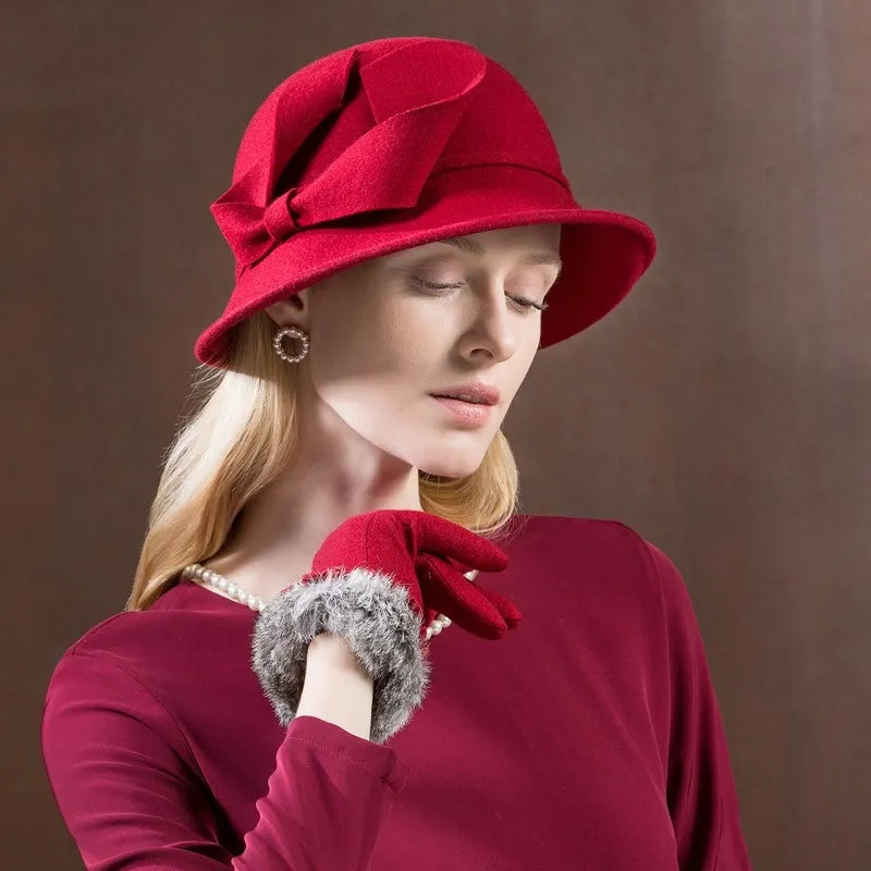 EE 5132 women's winter hat new wool adult top hat woman British elegant socialite hat woman