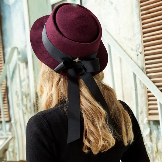 EE 5144 Autumn and winter hat women's Korean version of the tide all British wool woolen hat winter women's top hat