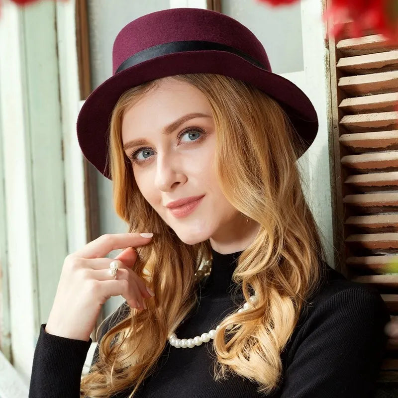 EE 5144 Autumn and winter hat women's Korean version of the tide all British wool woolen hat winter women's top hat