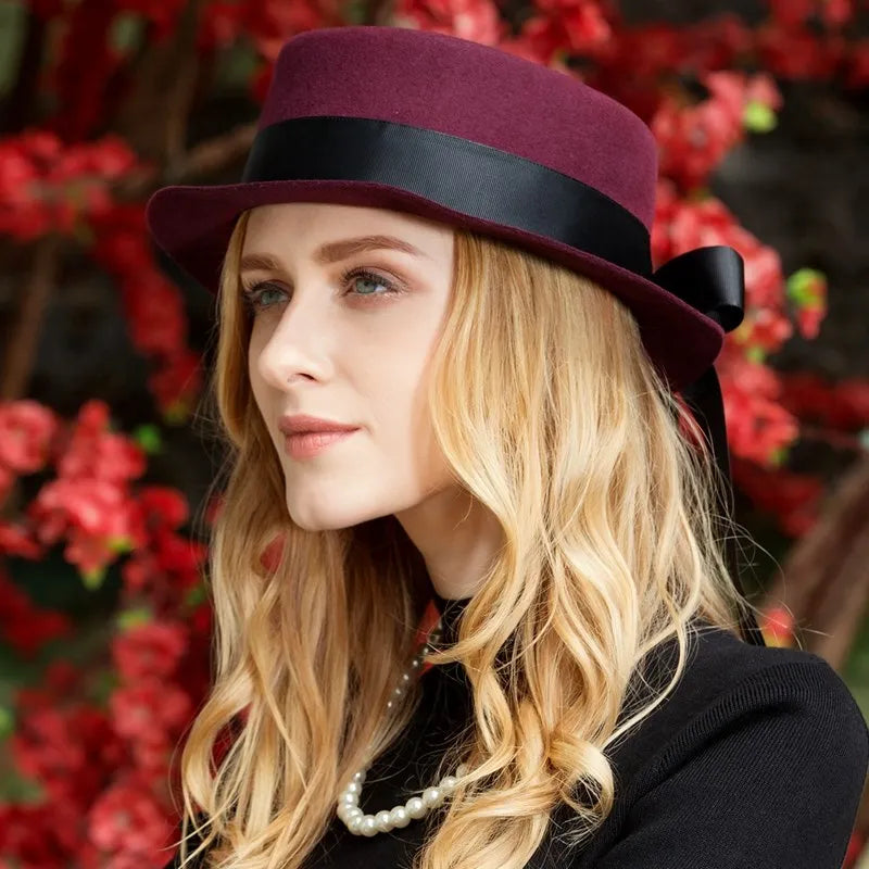 EE 5144 Autumn and winter hat women's Korean version of the tide all British wool woolen hat winter women's top hat