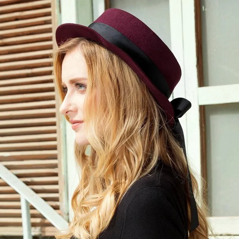 EE 5144 Autumn and winter hat women's Korean version of the tide all British wool woolen hat winter women's top hat