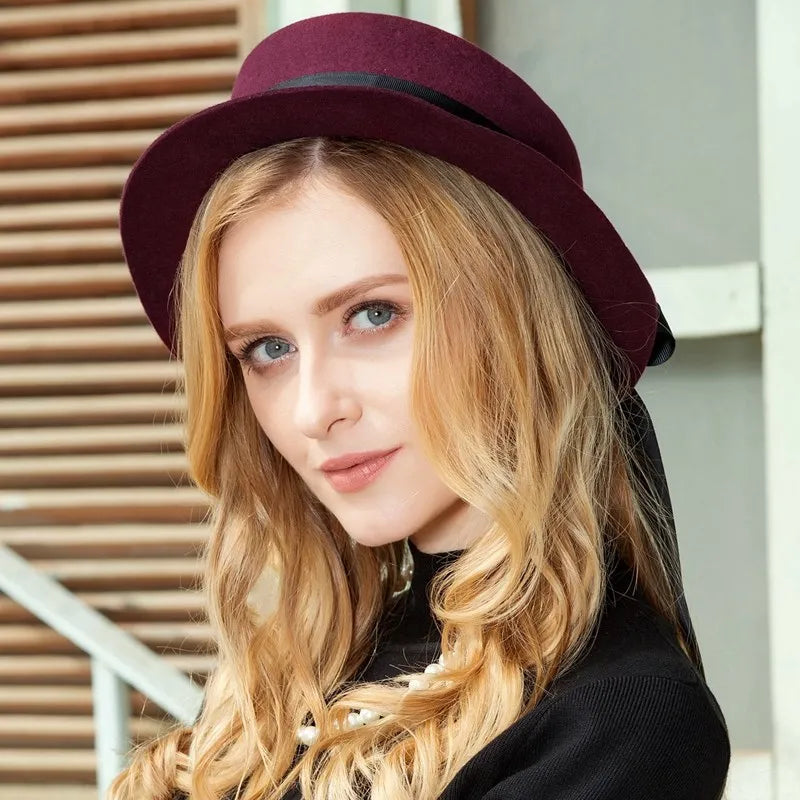 EE 5144 Autumn and winter hat women's Korean version of the tide all British wool woolen hat winter women's top hat