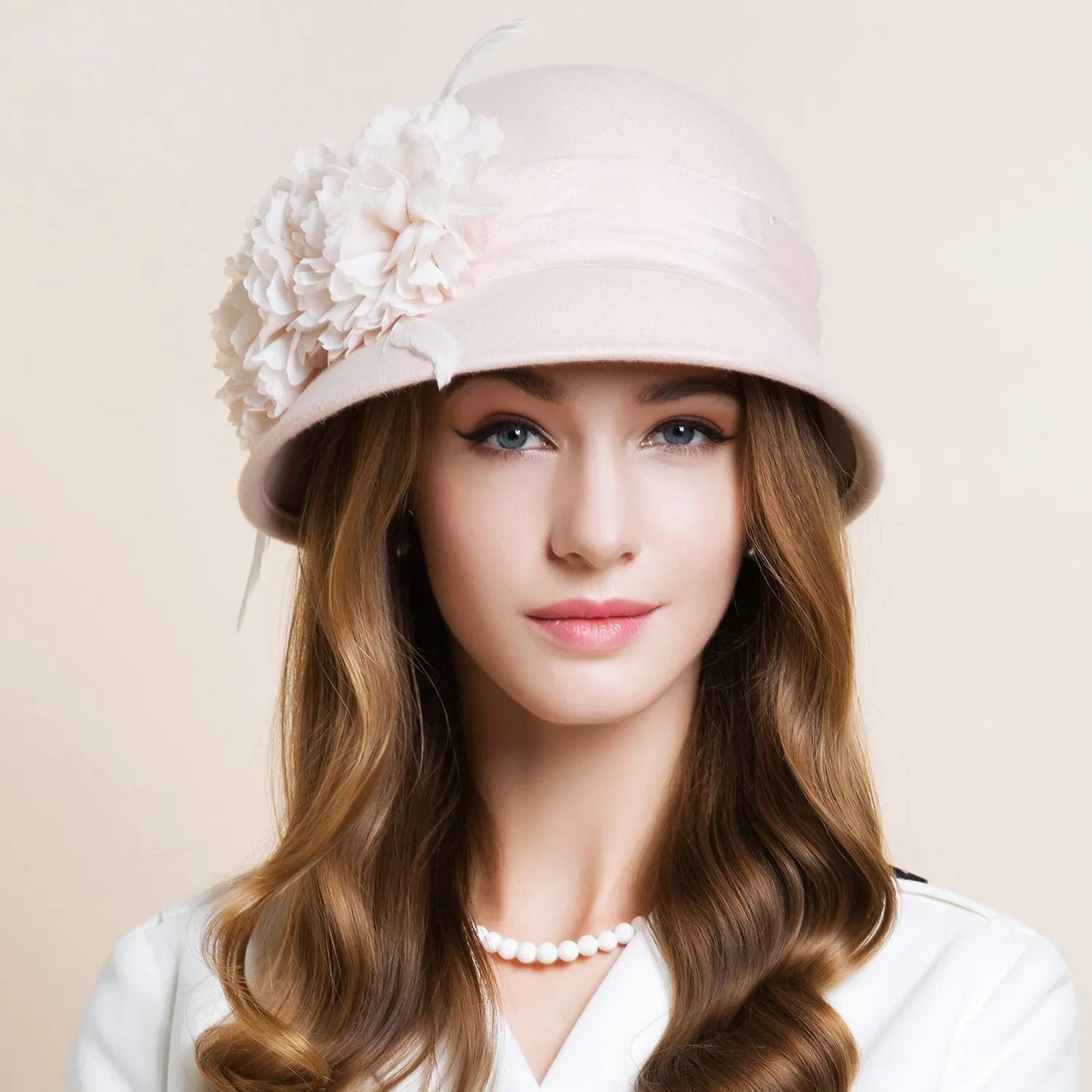EE 5156 hat, female autumn and winter top hat, trendy British woolen hat, Korean flower winter round top hat