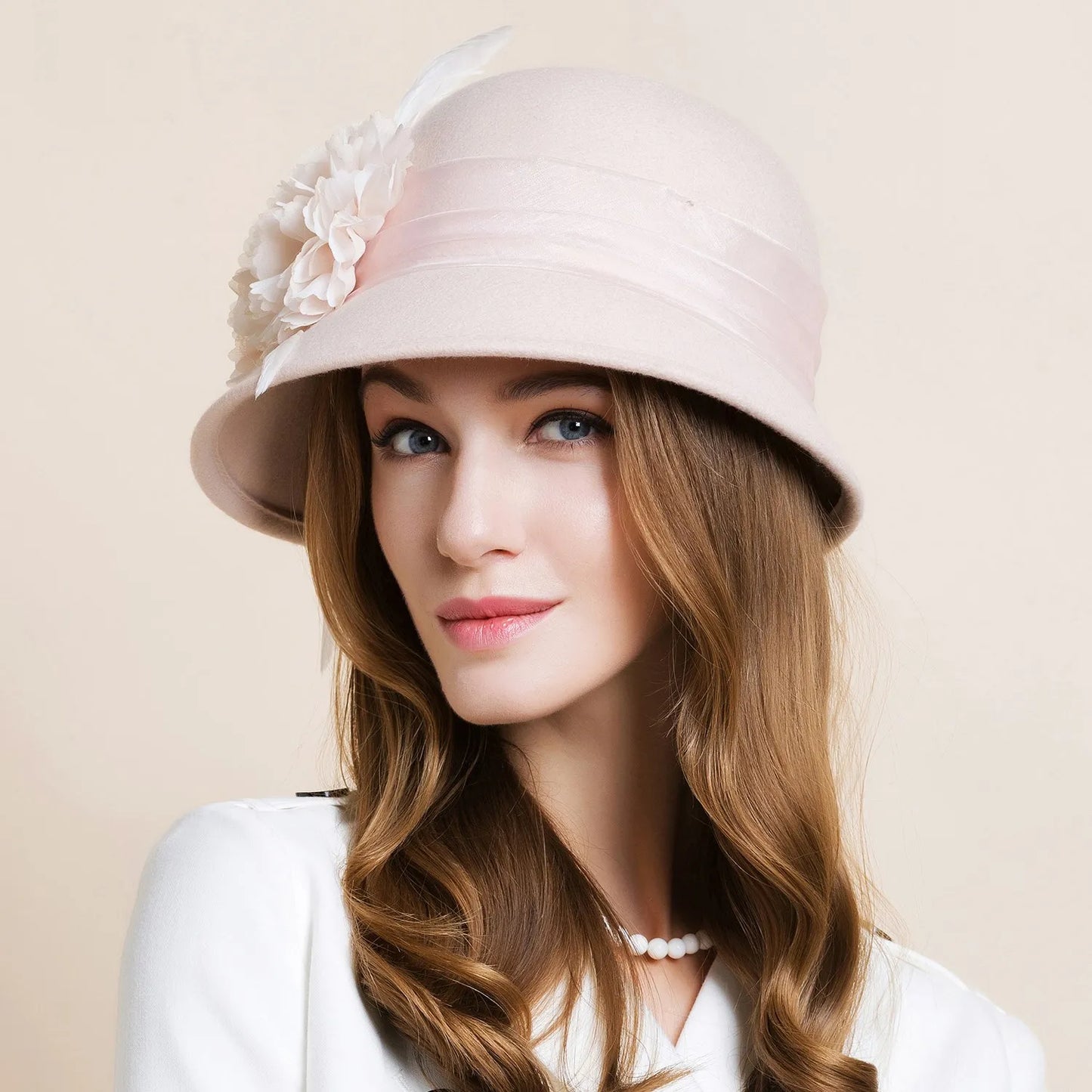 EE 5156 hat, female autumn and winter top hat, trendy British woolen hat, Korean flower winter round top hat