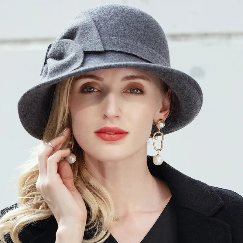EE 5161 about new winter wool hat fashion joker ms qiu dong bowknot hat British wind