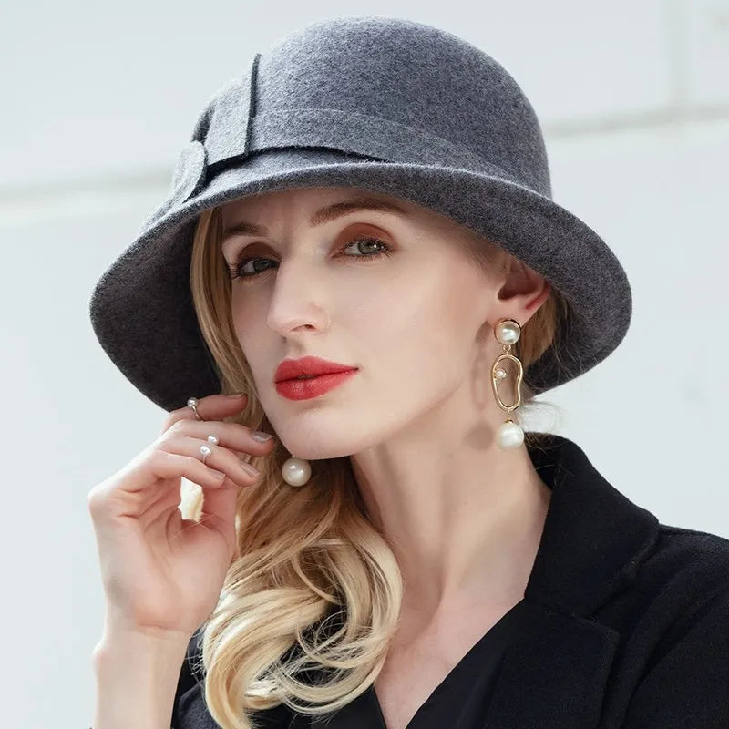 EE 5161 about new winter wool hat fashion joker ms qiu dong bowknot hat British wind