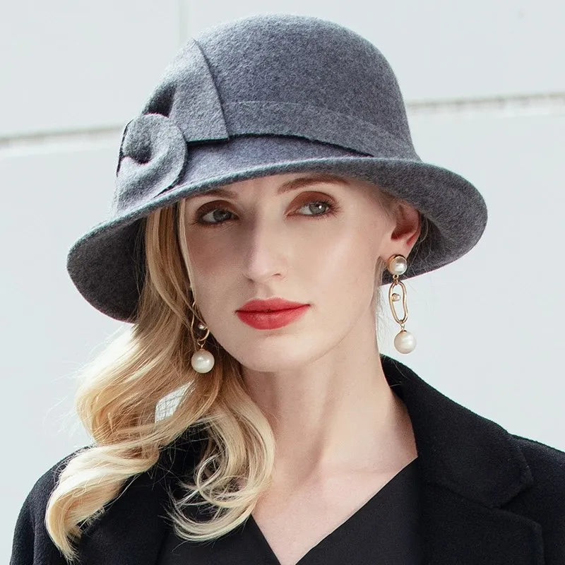 EE 5161 about new winter wool hat fashion joker ms qiu dong bowknot hat British wind