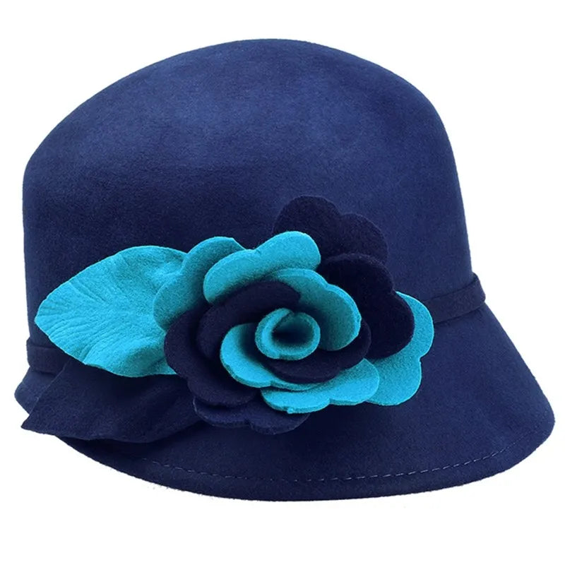 FADVES Women Wool Church Hats Formal Dress Derby Hats Elegant Bucket Hats 5166