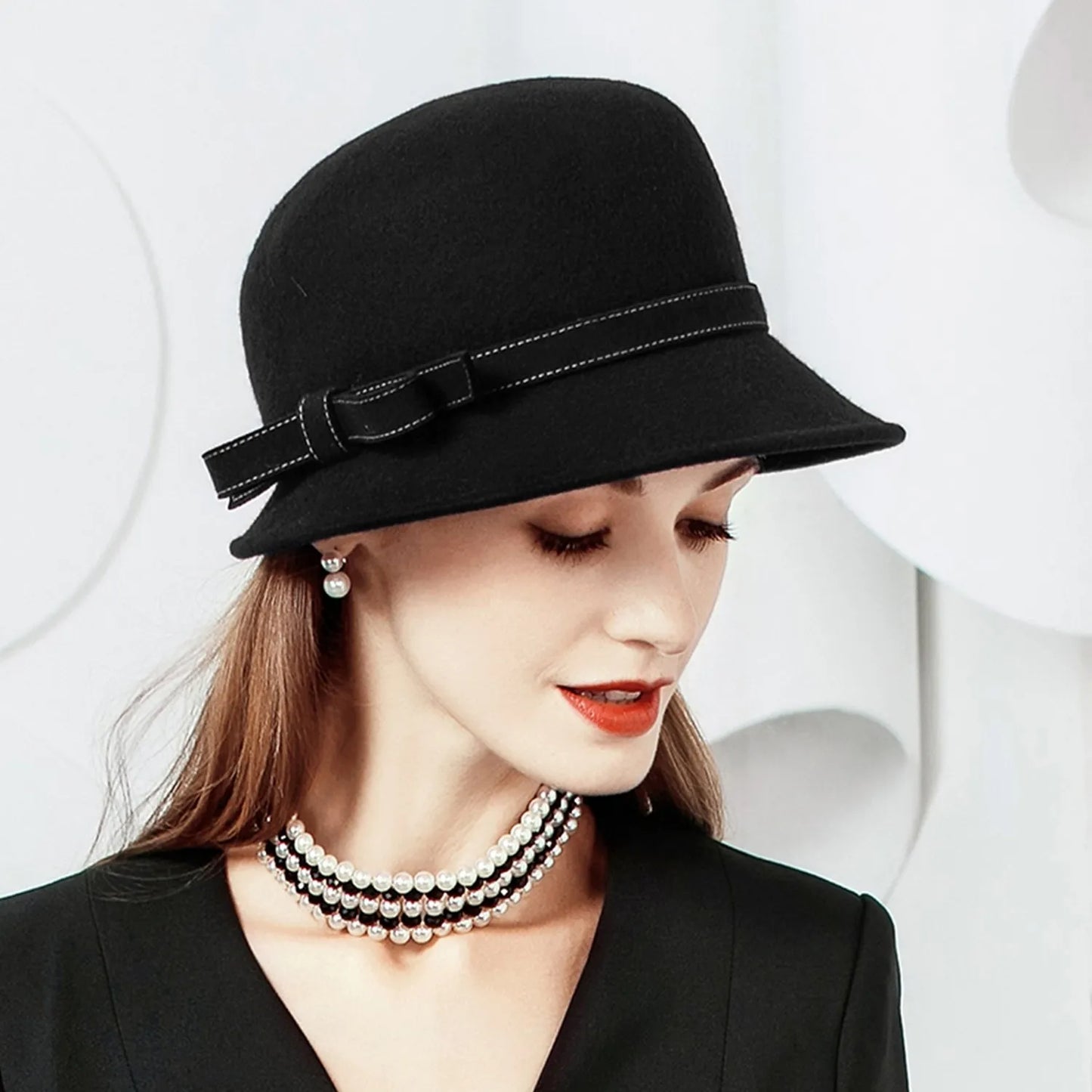 EE 5169 Winter hat women's Korean version of fashionable woolen hat British small hat elegant Korean warm felt hat