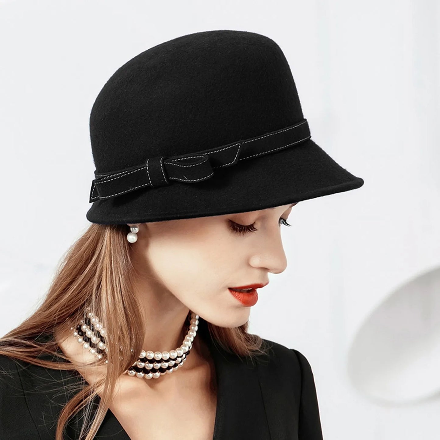 EE 5169 Winter hat women's Korean version of fashionable woolen hat British small hat elegant Korean warm felt hat